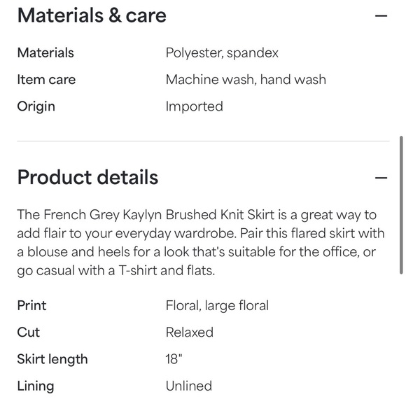 French Grey Floral Skater Skirt - Picture 4 of 5